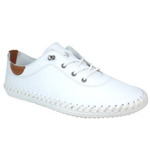 (6 UK, White) Lunar Womens/Ladies St Ives Leather Plimsolls
