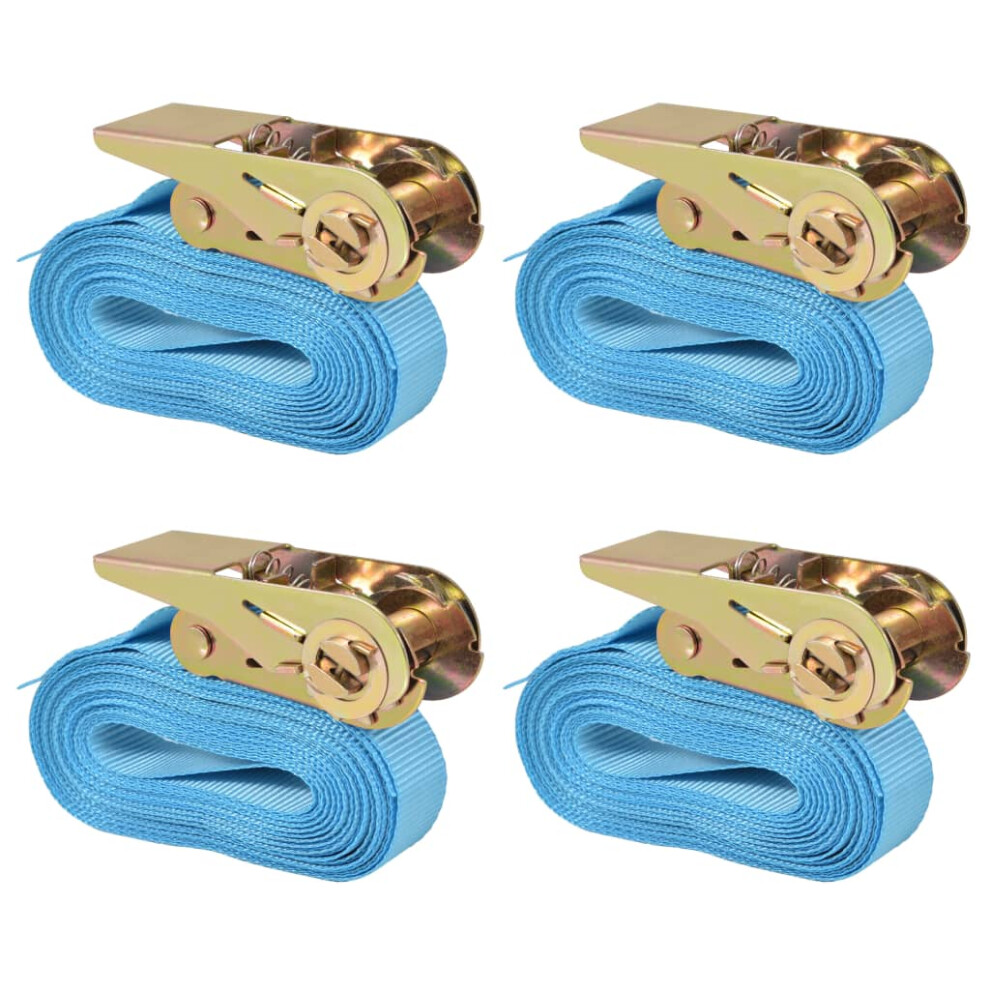 Vidaxl (Blue, 6 M X 25 Mm/ 4 Pcs) 10X/4X Ratchet Tie Down Straps 4 Tonnes Tool Blue/Orange Multi Sizes