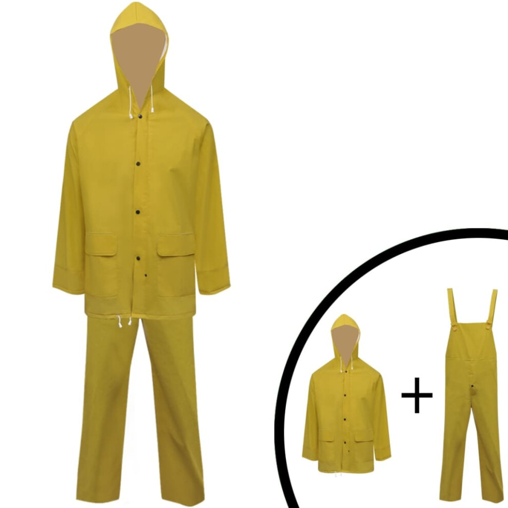 (yellow, m) 2 Waterproof Rain Suit Raincoat Hood Groundsheet PVC Fabric Multi Size/Colour