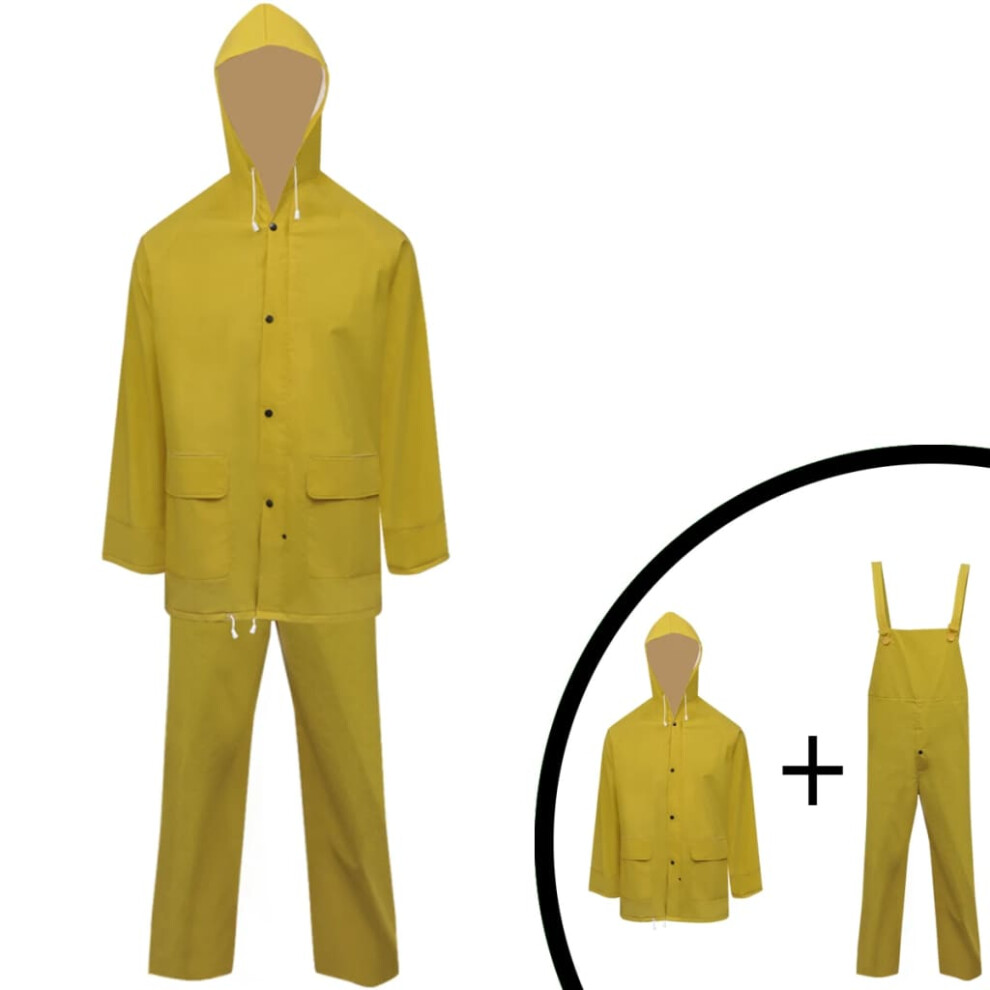Vidaxl (Yellow, Xxl) 2 Waterproof Rain Suit Raincoat Hood Groundsheet Pvc Fabric Multi Size/Colour