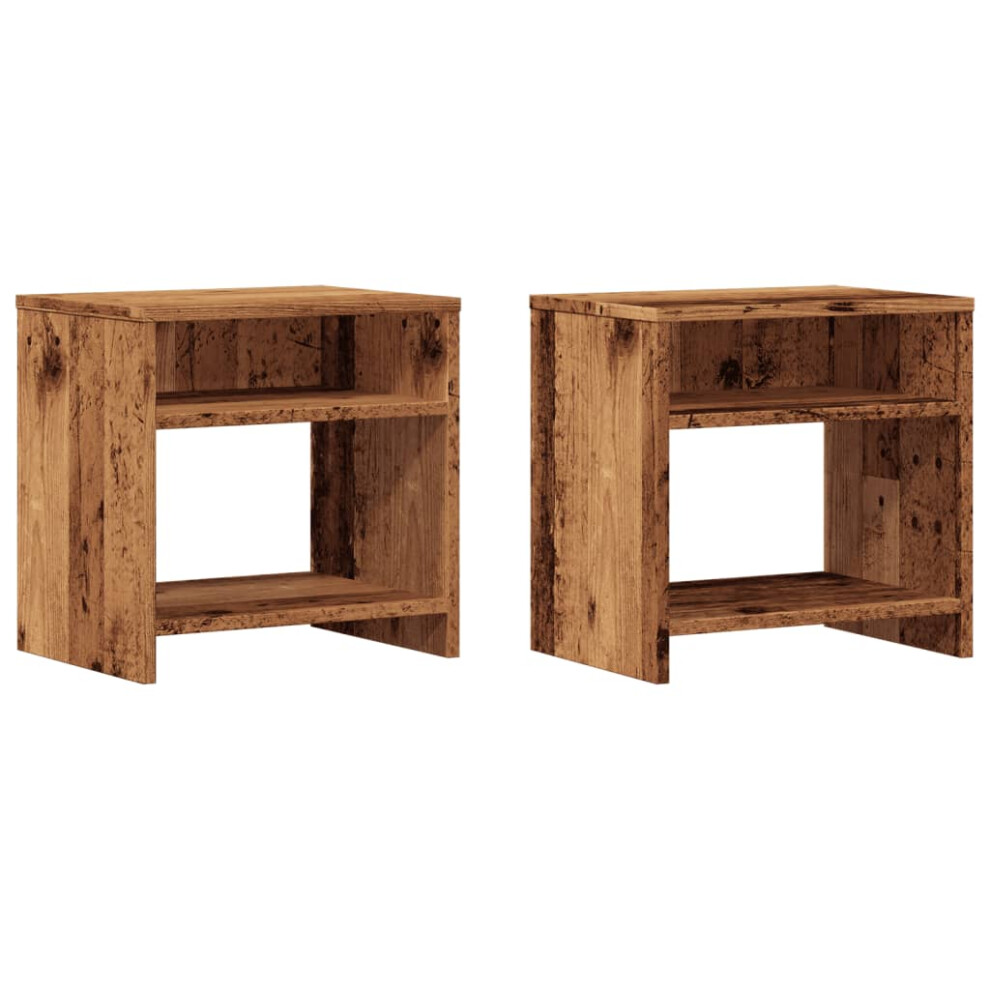 Vidaxl (Old Wood, 2 Pcs) Bedside Cabinet Bed Table Telephone Stand Nightstand Engineered Wood