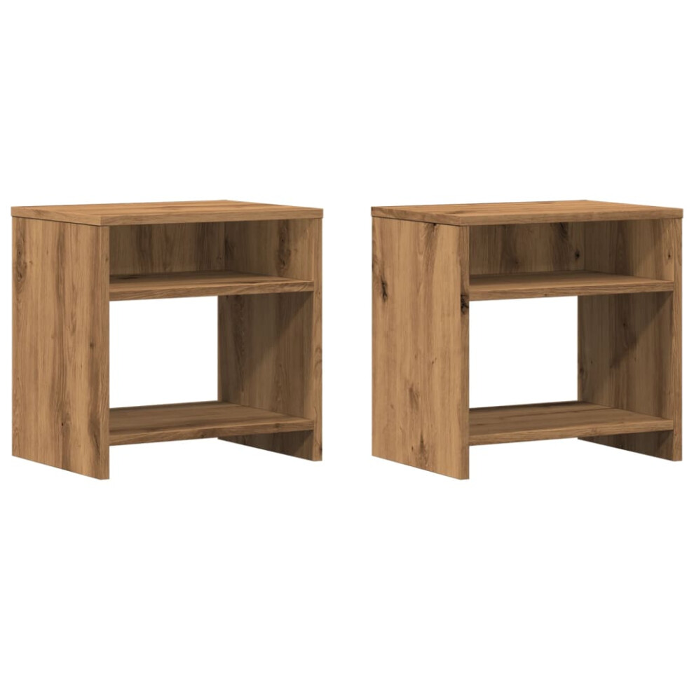 (oak, 2 pcs) vidaXL Bedside Cabinet Bed Table Telephone Stand Nightstand Engineered Wood