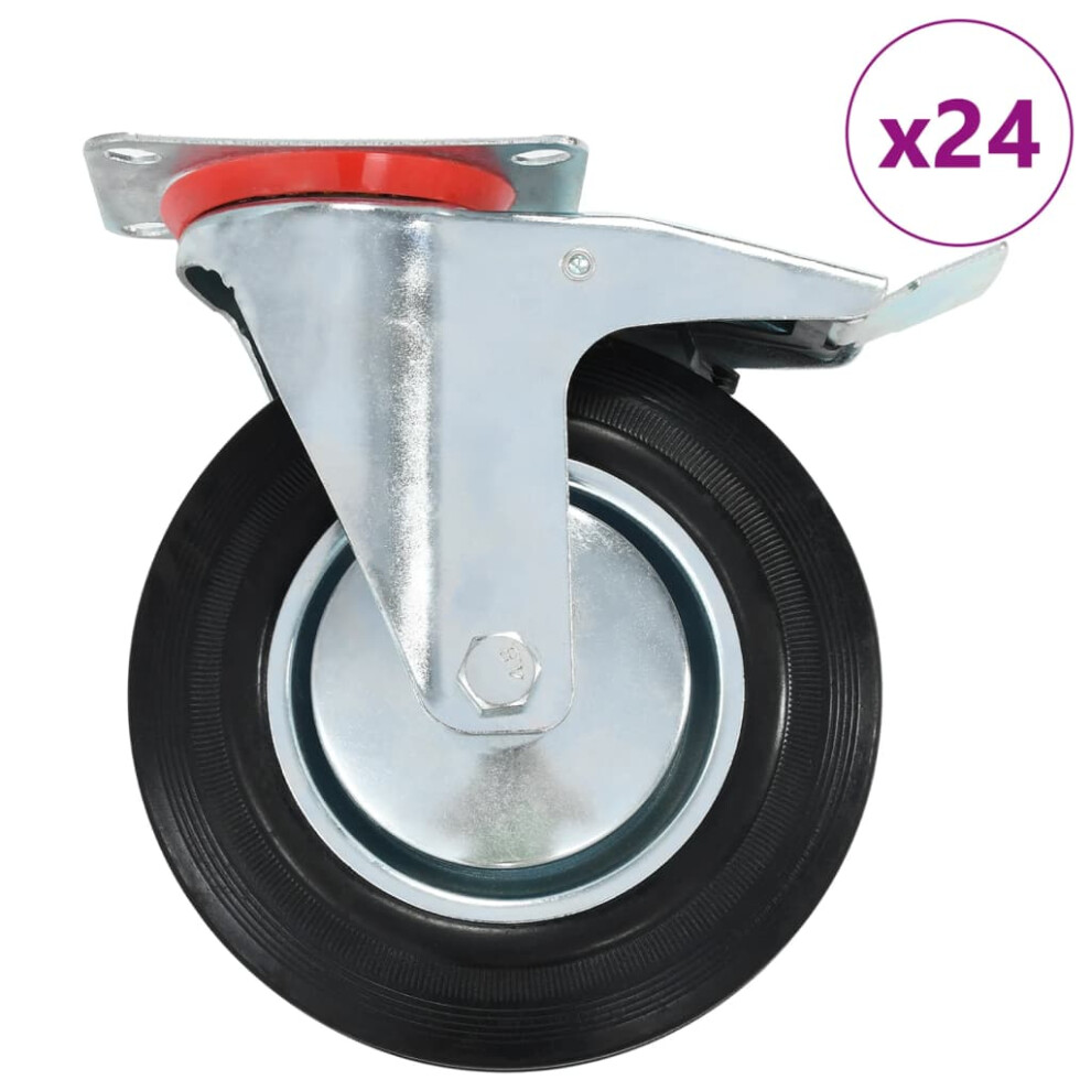 (24 pcs) vidaXL Swivel Casters with Double Brakes Furniture Casters Trolley Caster