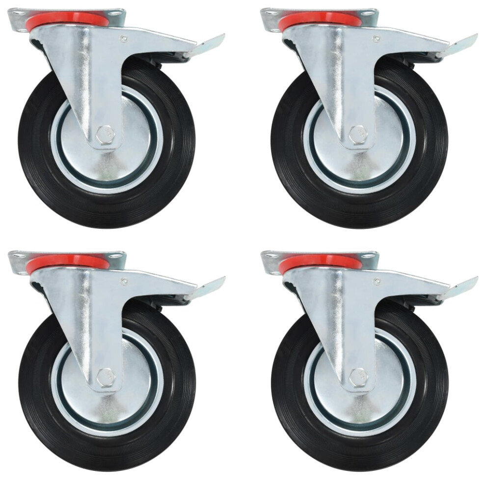 (4 pcs) vidaXL Swivel Casters with Double Brakes Furniture Casters Trolley Caster