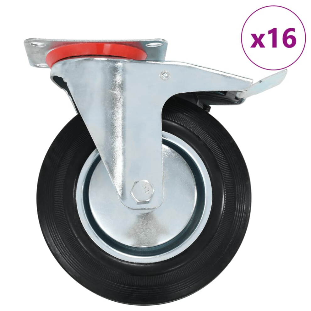 (16 pcs) vidaXL Swivel Casters with Double Brakes Furniture Casters Trolley Caster