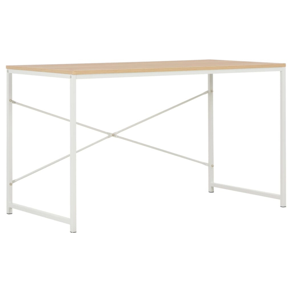 (white and oak, desk) vidaXL Computer Desk with Bookshelf Corner Table Study Table Writing Desk