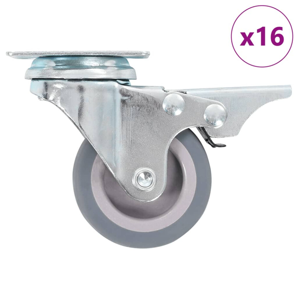 (16 pcs) vidaXL Swivel Casters with Double Brakes Furniture Casters Trolley Caster