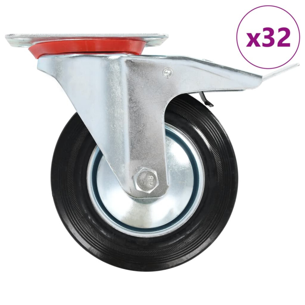 Vidaxl (32 Pcs) Swivel Casters With Double Brakes Furniture Casters Trolley Caster