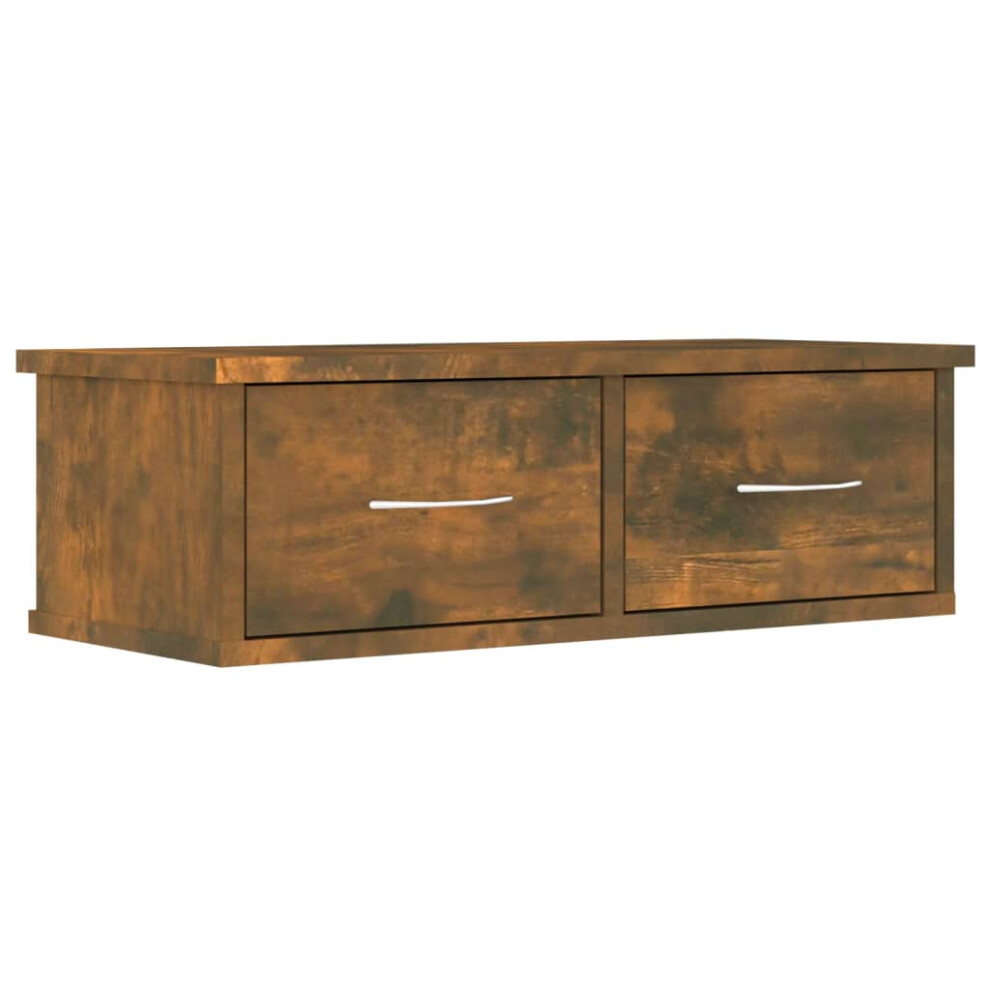 Vidaxl (Smoked Oak) Wall-Mounted Drawer Shelf Wall Rack Storage Cabinet Engineered Wood