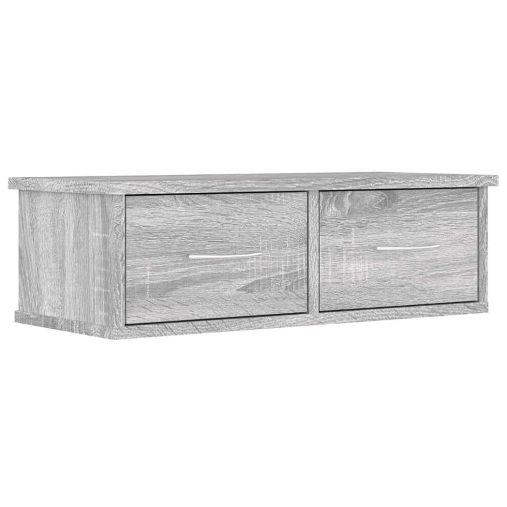 (grey sonoma) vidaXL Wall-mounted Drawer Shelf Wall Rack Storage Cabinet Engineered Wood