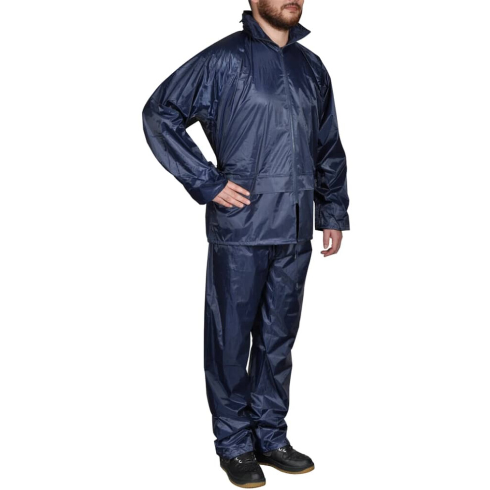 (blue, m) New Men's 2-Piece Rain Suit w/Hood 2 Colour 4Size Selectable Waterproof Jacket