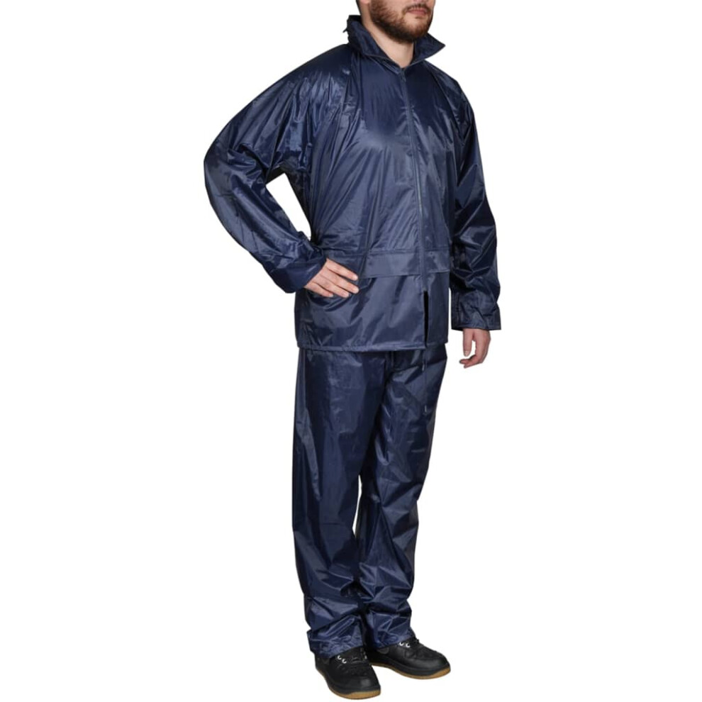 (blue, l) New Men's 2-Piece Rain Suit w/Hood 2 Colour 4Size Selectable Waterproof Jacket