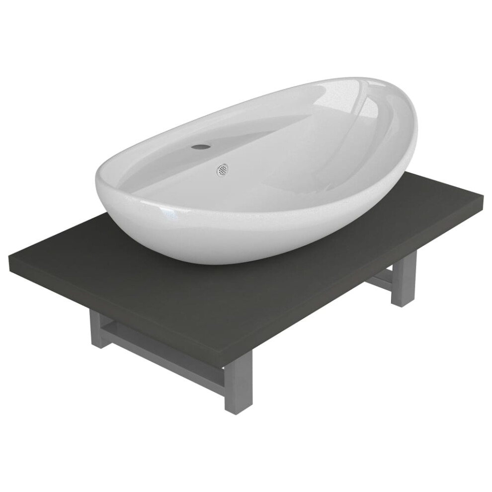 (grey) vidaXL Bathroom Oval Basin Ceramic Wall Shelf Shelf Multi Colours Multi Sizes