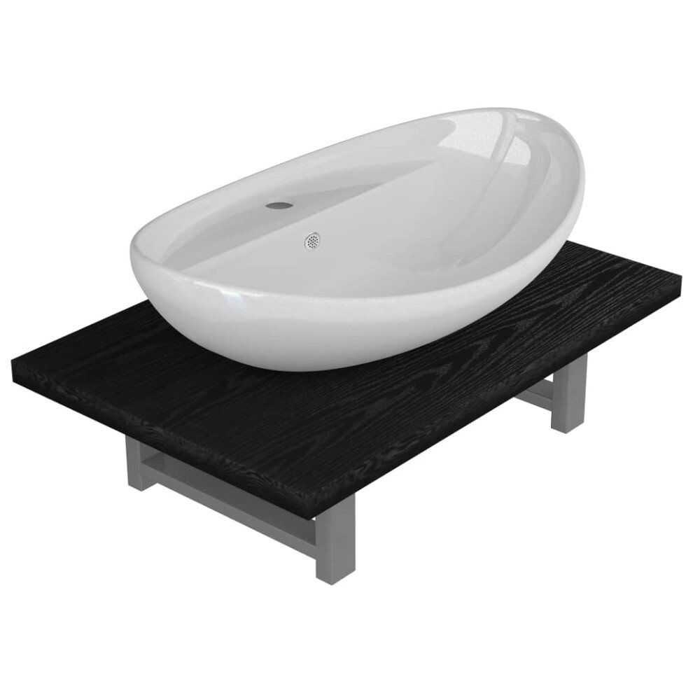 (black) vidaXL Bathroom Oval Basin Ceramic Wall Shelf Shelf Multi Colours Multi Sizes