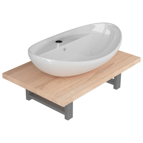 VidaXL (brown) vidaXL Bathroom Oval Basin Ceramic Wall Shelf Shelf Multi Colours Multi Sizes