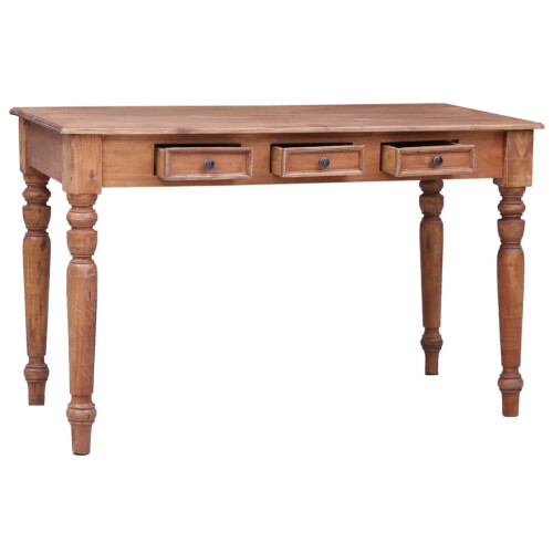 VidaXL (solid reclaimed wood) vidaXL Desk with 3 Drawers Writing Stand Workstation Computer Table Study Desk 1