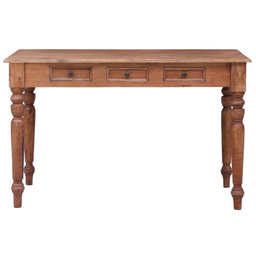 VidaXL (solid reclaimed wood) vidaXL Desk with 3 Drawers Writing Stand Workstation Computer Table Study Desk 2