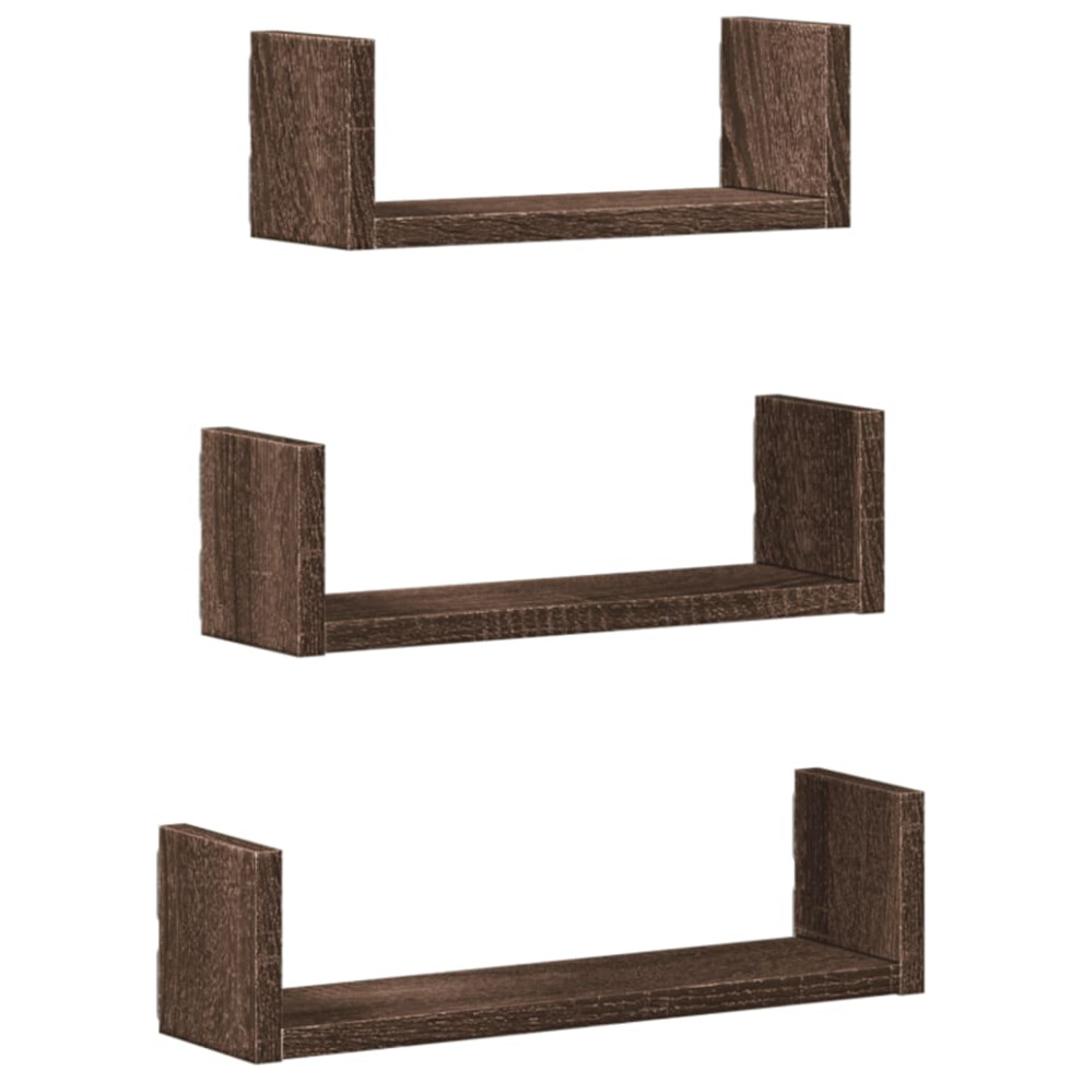 (brown oak, 40 x 10 x 10.5 cm) vidaXL Wall Display Shelf Floating Rack Hanging Shelf Engineered Wood 3 pcs