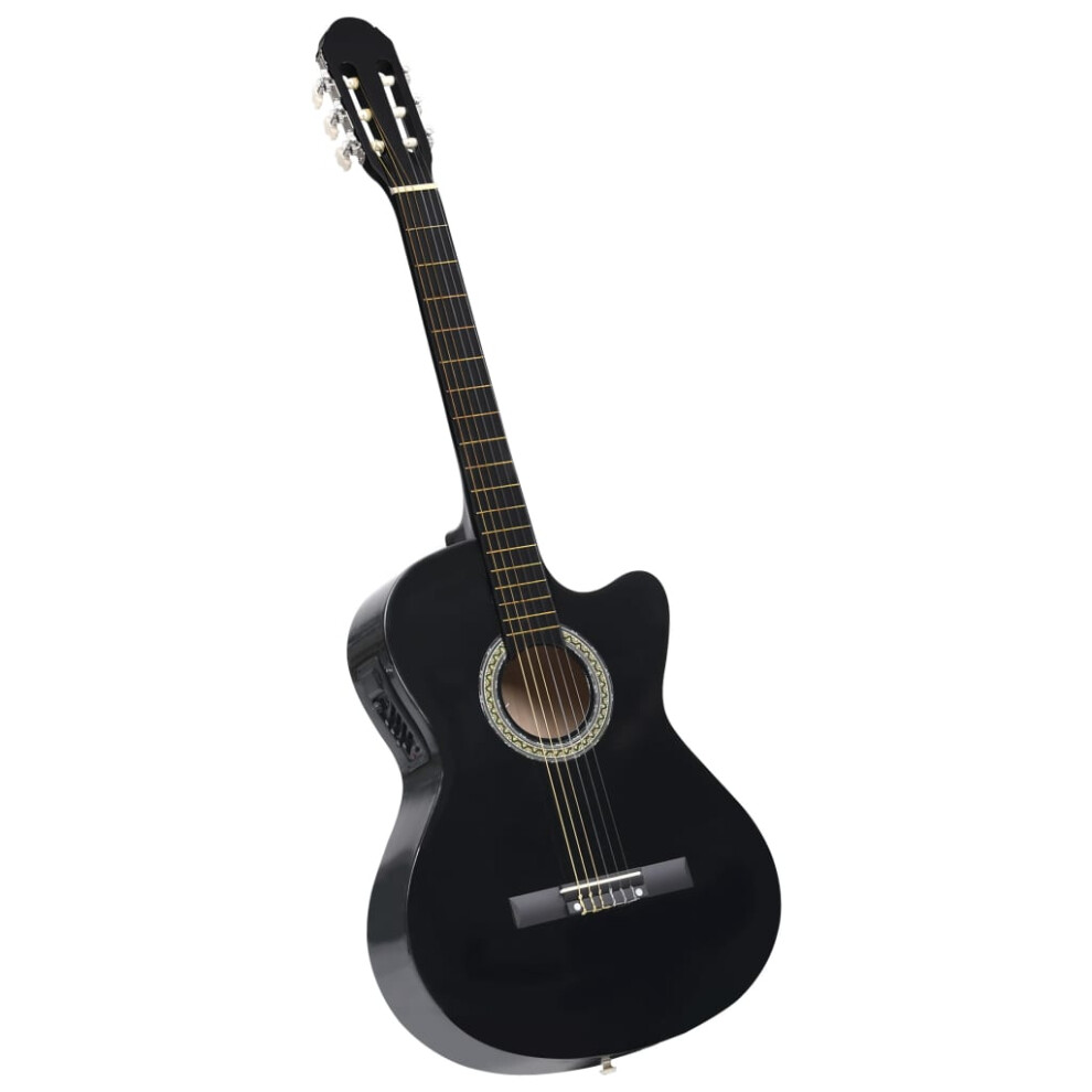 (black) vidaXL Western Classical Cutaway Guitar with Equalizer 6 Strings for Beginner