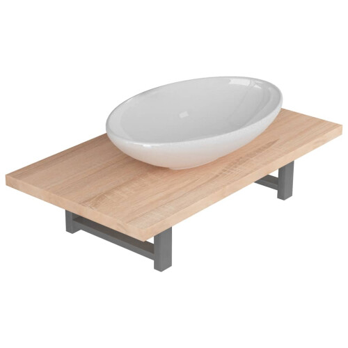 VidaXL vidaXL 2-tlg. Badmöbel-Set Keramik Eichenbraun 1