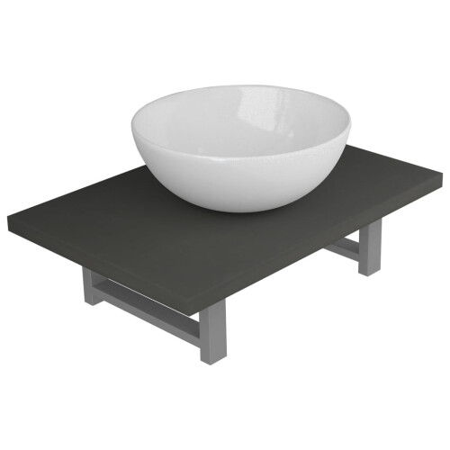 VidaXL vidaXL 2-tlg. Badmöbel-Set Keramik Grau