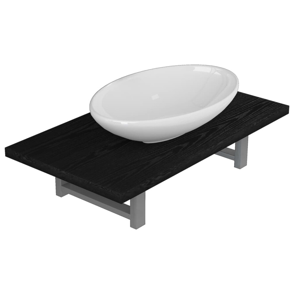 (black, 40 cm oval-shaped basin) vidaXL Bathroom Round Basin Ceramic with Wall Shelf Multi Colours Multi Sizes