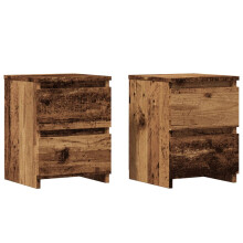 (old wood, 2 pcs) vidaXL Bedside Cabinet Nightstand End Table Bed Side Table Engineered Wood