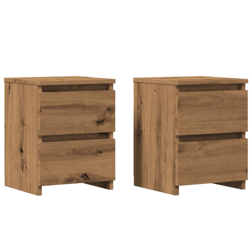 (artisan oak, 2 pcs) vidaXL 1/2x Bedside Cabinet Engineered Wood Nightstand End Table Multi Colour