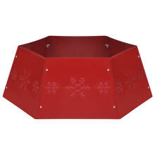 (red) vidaXL Christmas Tree Skirt Tree Xmas Ornament Base Cover Silver&White/Red