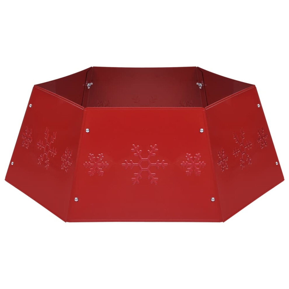 Vidaxl (Red) Christmas Tree Skirt Tree Xmas Ornament Base Cover Silver&White/ Red