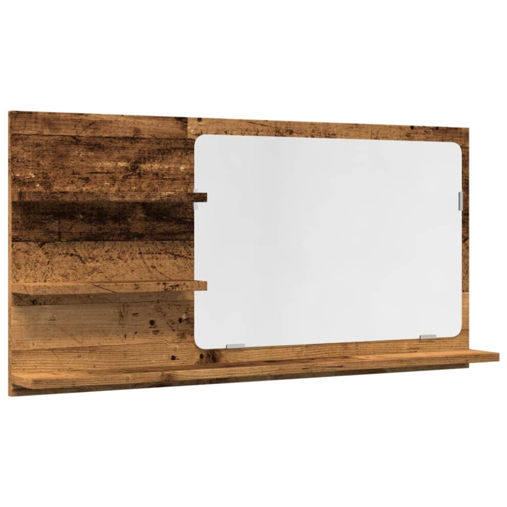 Vidaxl (Old Wood) Bathroom Mirror Toilet Mirror Washroom Wall Mirror Engineered Wood Brown