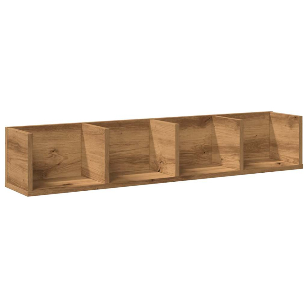 (Artisan Oak) Vidaxl Cd Wall Shelf Living Room Wall Rack Storage Cabinet Engineered Wood Brown 8721158434869