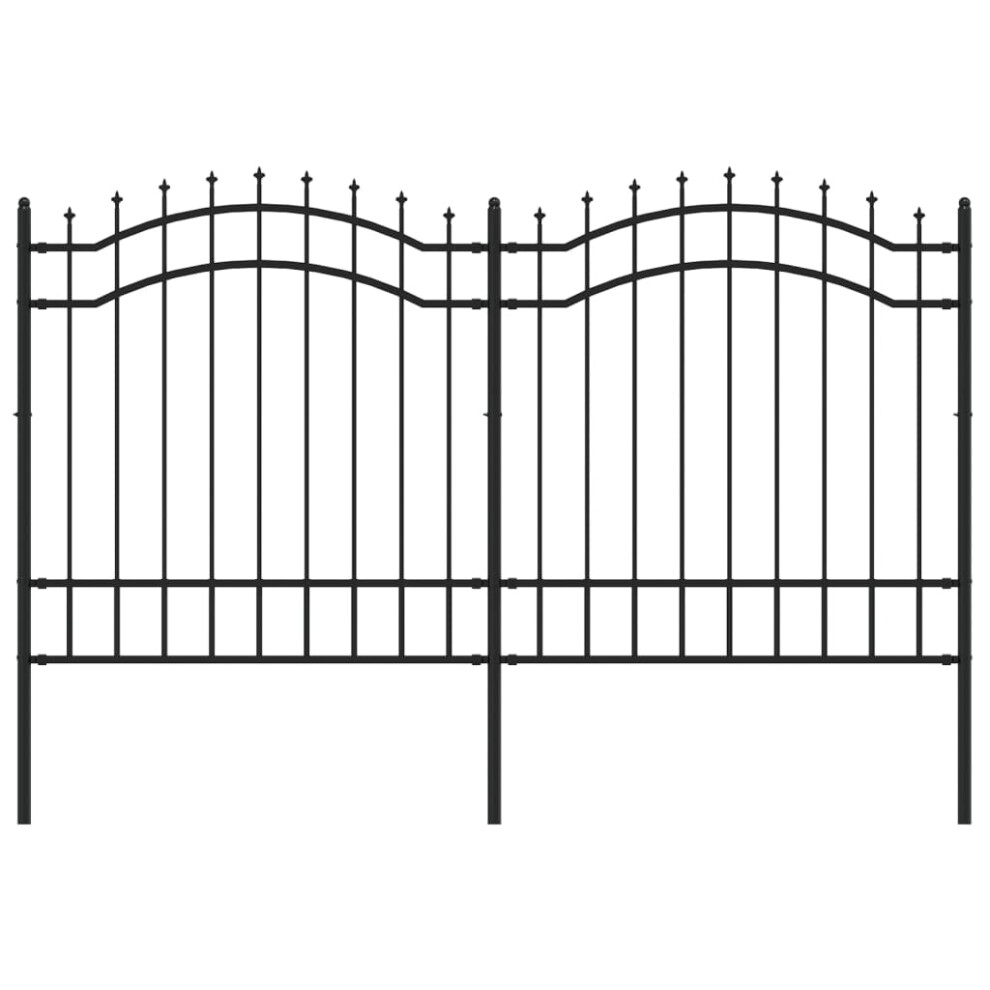 (165 cm) vidaXL Garden Fence with Spear Top Black Powder-coated Steel Fence Multi Sizes