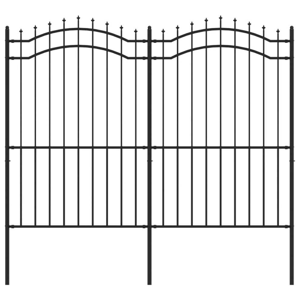 (222 cm) vidaXL Garden Fence With Spear Top Black Powder-coated Steel Fence Multi Sizes