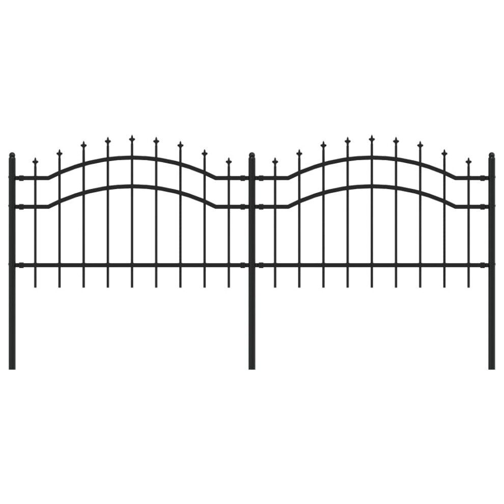 (115 cm) vidaXL Garden Fence with Spear Top Black Powder-coated Steel Fence Multi Sizes