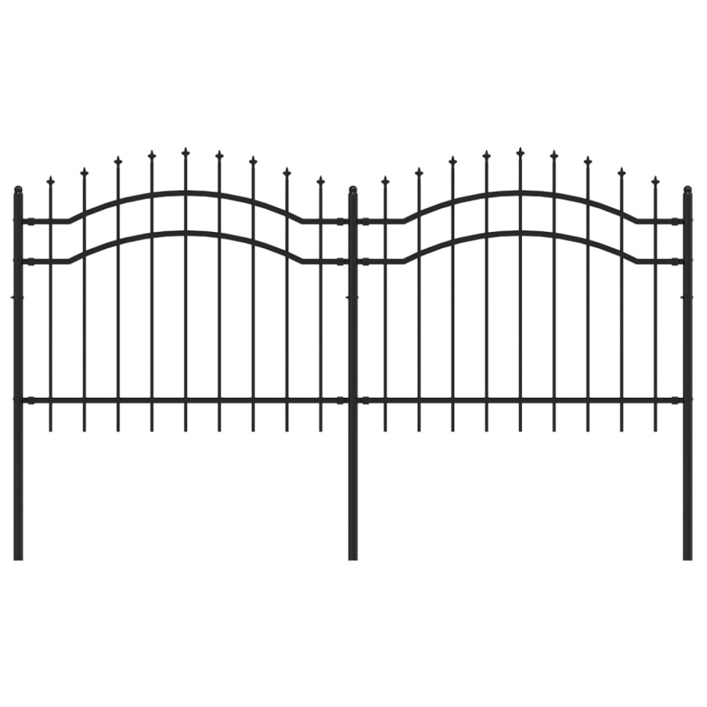 (140 cm) vidaXL Garden Fence with Spear Top Black Powder-coated Steel Fence Multi Sizes