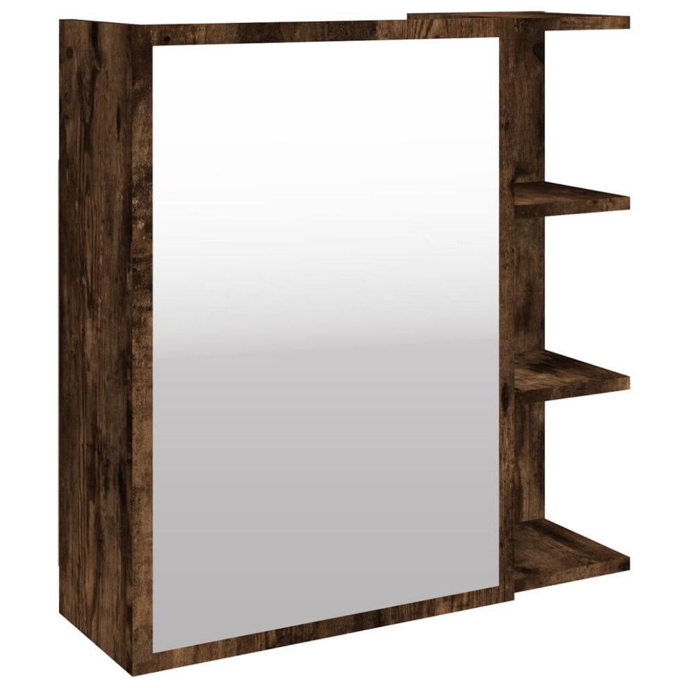 Vidaxl (Smoked Oak) Bathroom Mirror Cabinet Storage Cupboard Side Cabinet Engineered Wood