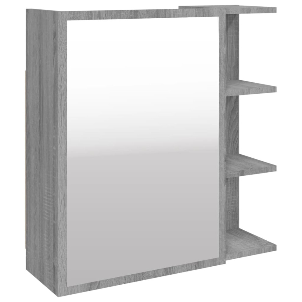 Vidaxl (Grey Sonoma) Bathroom Mirror Cabinet Storage Cupboard Side Cabinet Engineered Wood