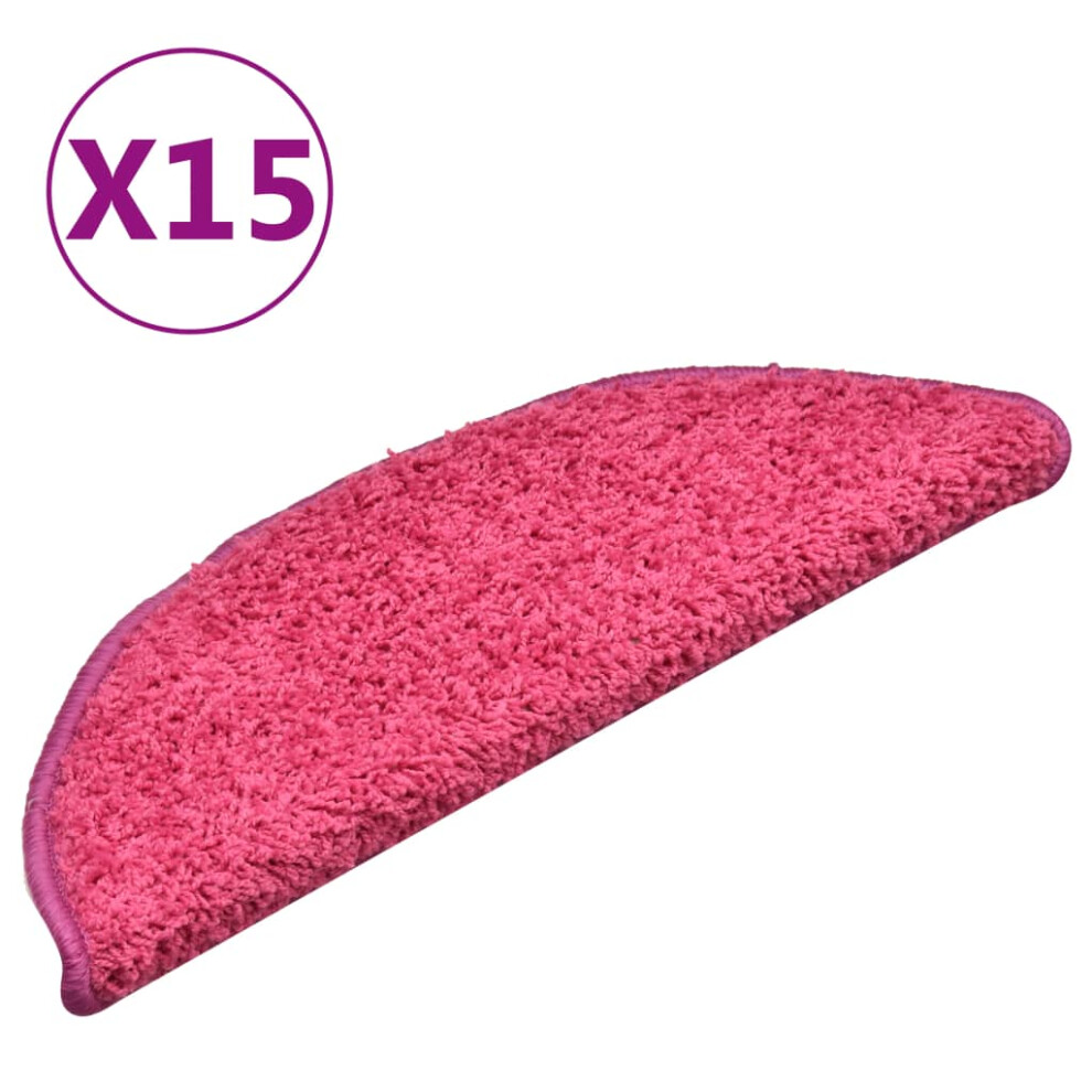 (pink, 56 x 17 x 3 cm/ 15 pcs) vidaXL Stair Mats Home Decorative Stair Step Rug Carpet Protector Tread Mat