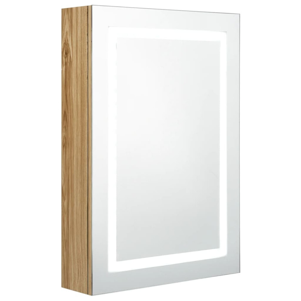 (oak) vidaXL LED Bathroom Mirror Cabinet Washroom Wall Cabinet Storage Vanity Unit