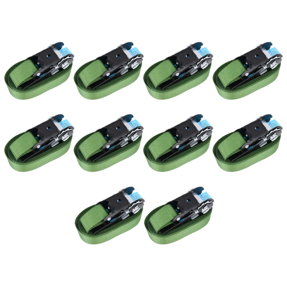 (10 pcs) vidaXL 10/20/44x Ratchet Tie Down Straps 800 daN 6 m Green Truck Lorry Lashing