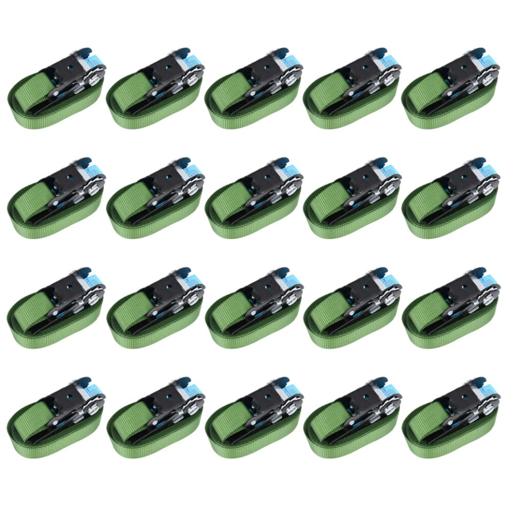 (20 pcs) vidaXL 10/20/44x Ratchet Tie Down Straps 800 daN 6 m Green Truck Lorry Lashing