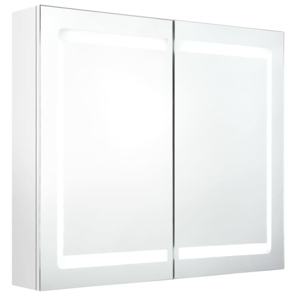 (shining white) vidaXL LED Bathroom Mirror Cabinet Washroom Wall Cabinet Storage Vanity Unit