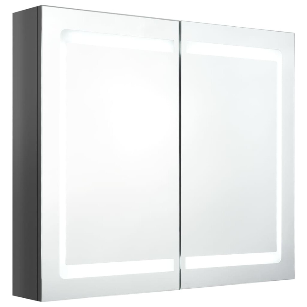 Vidaxl (Shining Grey) Led Bathroom Mirror Cabinet Washroom Wall Cabinet Storage Vanity Unit