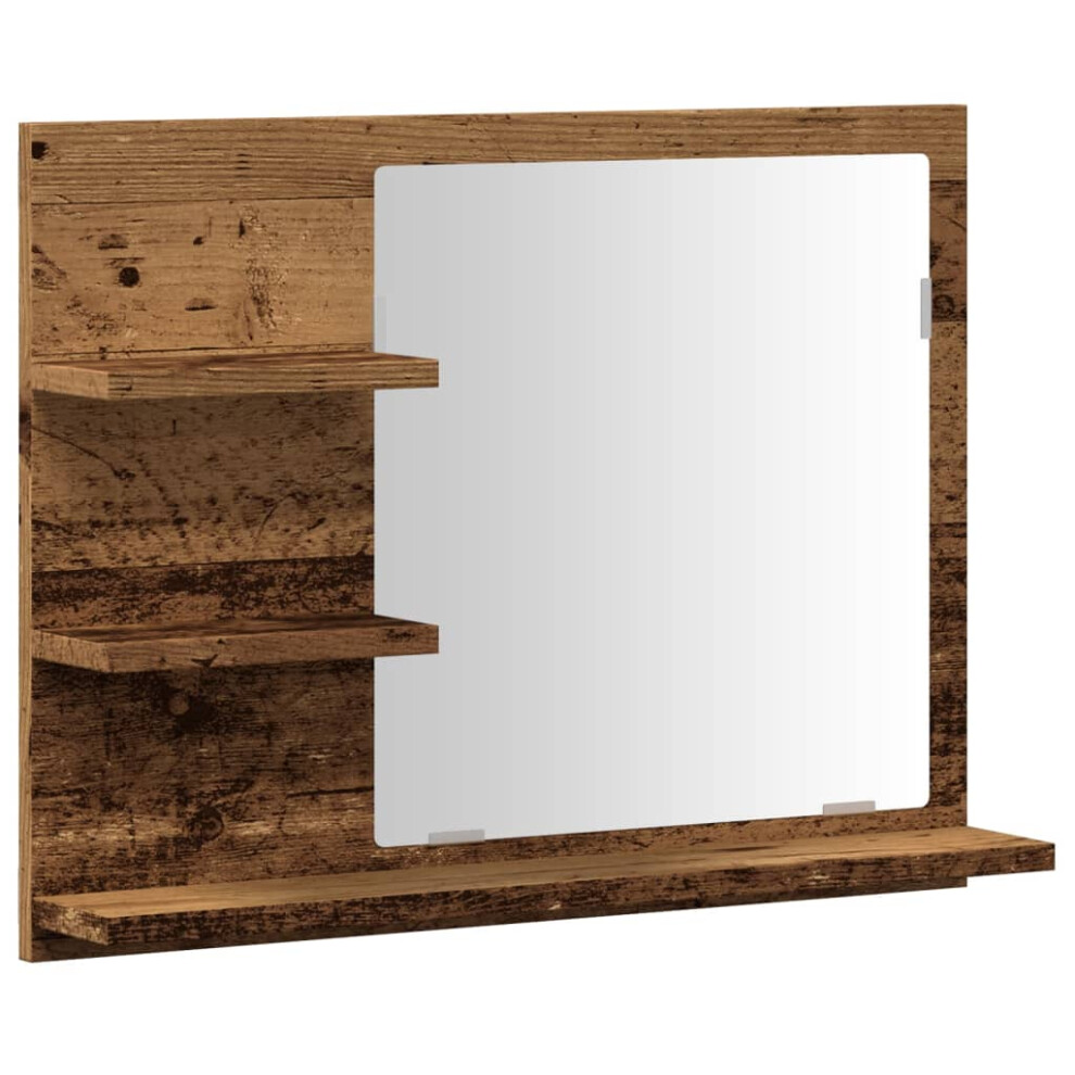 Vidaxl (Old Wood) Bathroom Mirror Cosmetic Mirror Washroom Makeup Mirror Engineered Wood Brown