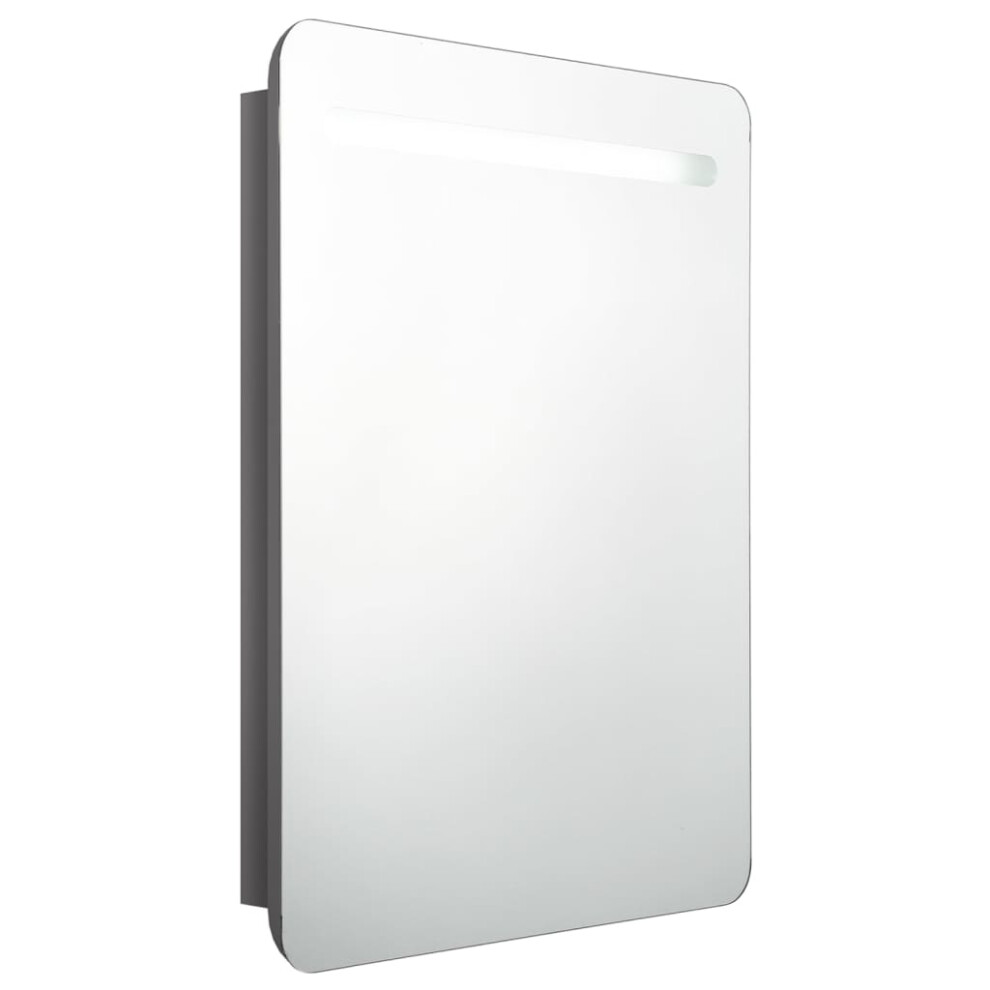 Vidaxl (Shining Grey) Led Bathroom Mirror Cabinet Washroom Wall Cabinet Storage Vanity Unit