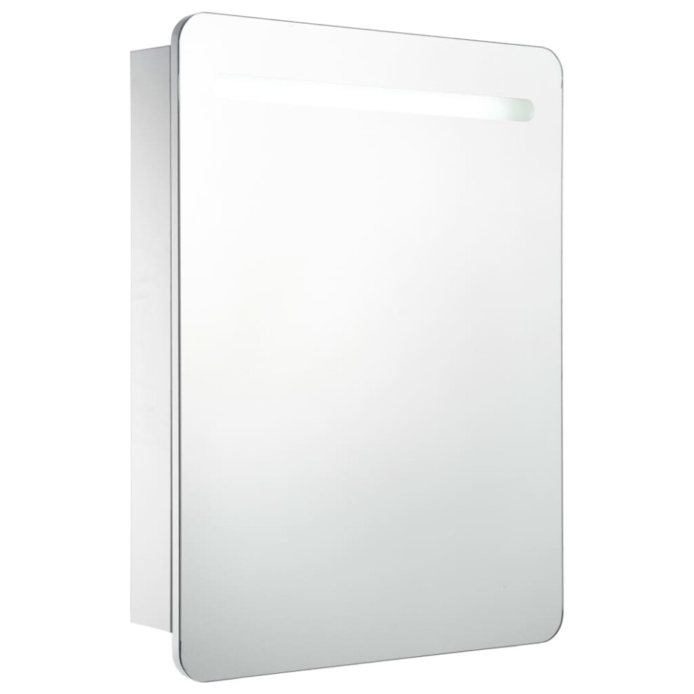Vidaxl (White And Silver) Led Bathroom Mirror Cabinet Washroom Wall Cabinet Storage Vanity Unit