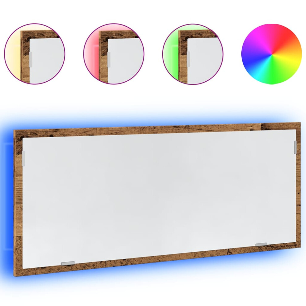 (old wood) vidaXL LED Bathroom Mirror Washroom Mirror Wall Mounted Mirror Engineered Wood