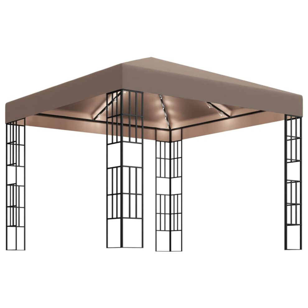 (3 x 3 m) vidaXL Gazebo with LED String Lights Outdoor Pavilion Sunshade Canopy Tent