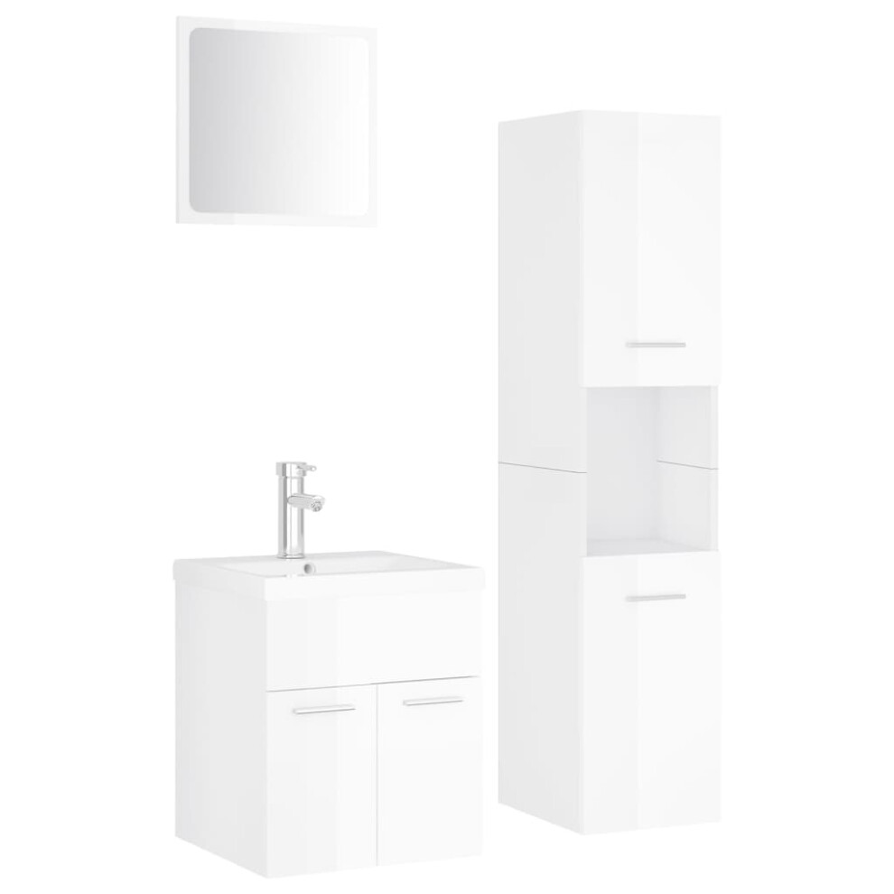 (high gloss white) vidaXL Bathroom Furniture Set Chipboard Wall Mirror Multi Sizes Multi Colors